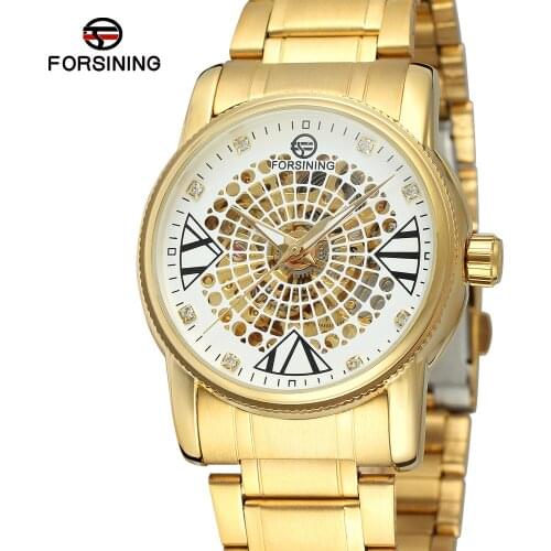 Fashion Forsining Top Brand Luxury Skeleton Watch Men Automatic With Stones Stainless Steel Bracelet Trendy Latest Wristwatch