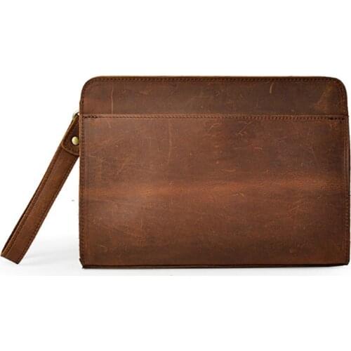 Men Vintage Business Cross Body Bag Crazy Horse Cowhide Clutch bag Messenger Briefcase famous brand Shoulder Bags