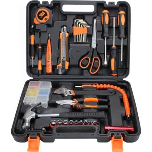 43 pcs Household Hand Tool Set Electrotechnical Hand Tools Kit Woodworking Tool Box gereedschap Hammer Screwdriver HTS025