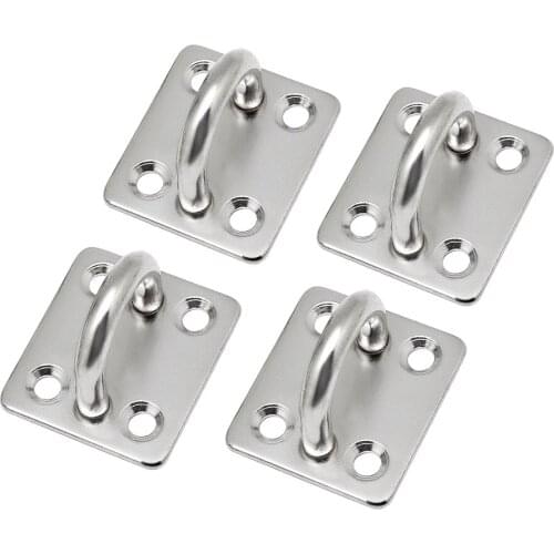 4PCS 6mm Stainless Steel Oblong Pad Eye Plate Marine Hardware Staple Hook Loop