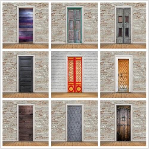3D Wood Grain Series Door Sticker Self-adhesive Vinyl Wallpaper For Bedroom Home Design Door Decoration Decal Mural deur sticker