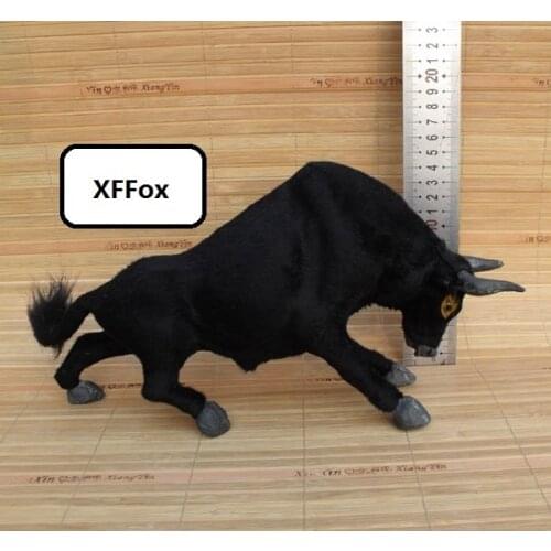 New real life black cattle model plastic&furs simulation bull doll gift about 30x8x16cm xf1893