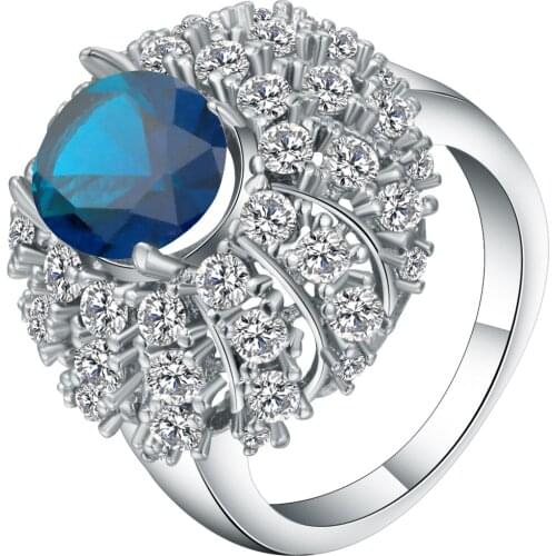 Newest Micro Pave Zircon Stone Beautiful Flower Rings Female Silver Color Unique Women Engagement Rings Jewelry Bijoux Femme