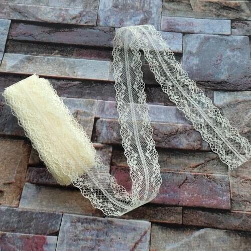 Wholesale 10 Yards 35 MM Width Beige Bilateral Lace Ribbon For Sewing Decoration DIY jewelry Clothing Accessories