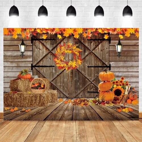 Yeele Autumn Backdrop Baby Birthday Photography Portrait Party Wood Door Maple Haystack Background Photographic For Photo Studio