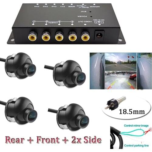 4 Way 4 View Switch Video Parking Camera Split Image Control Screen With Left Right Front Rear 360 degree CCD Camera Converter