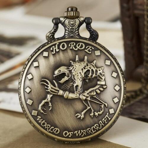 Retro World of Warcraft Pocket Watch Men Women Full Hunter Quartz Watches Chains Necklace Pendant Male Clock Reloj De Bolsillo