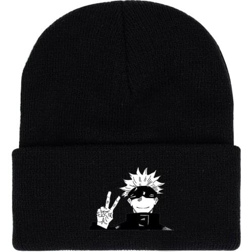 Unisex Anime Jujutsu Kaisen Hat Beanies Knitted Hat Gojo Satoru Cosplay Costume Adult One Adjustable size