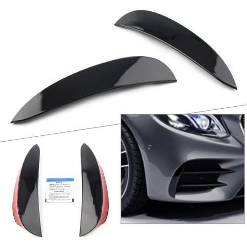 Glossy Black Car Front Bumper Canards Vent Flaps 2Pcs For 2016-2020 Mercedes Benz E-Class W213 E200 E300 E350