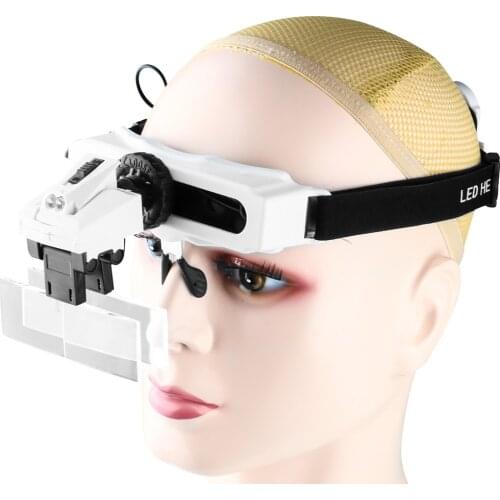 LED Head-mounted Magnifying Glass Headband Magnifier Glasses Adjustable Lens And Lamp Head For For Jeweler Loupe Craft