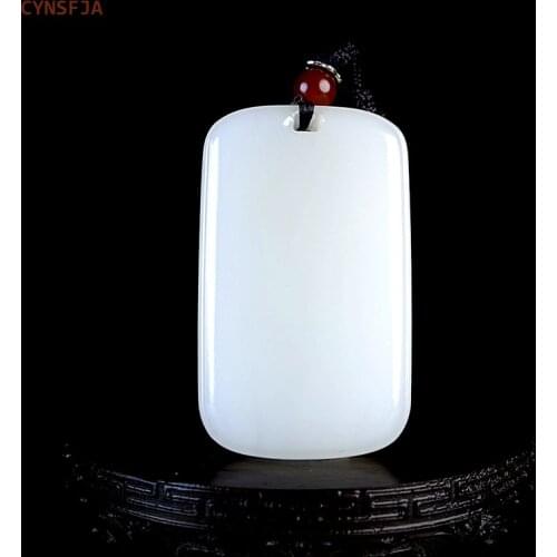 CYNSFJA New Real Rare Certified Natural Hetian Jade Nephrite Lucky Amulets Peace Jade Pendant Necklace High Quality Best Gifts