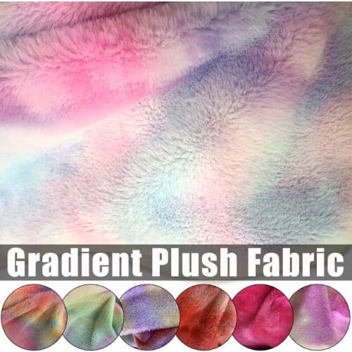 Gradient Color Imitation Rabbit Fur Fabric Rainbow Plush Fur Flocking Fabric For Handmade Garment Bags Quilting Sew Clothes Toys
