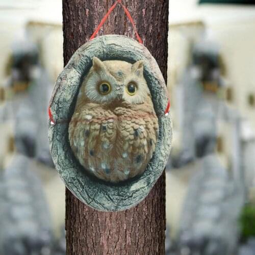 Funny Owl Ornaments Garden Statue Hanging Figurines Decor for Outdoor Yard Decor Artwork