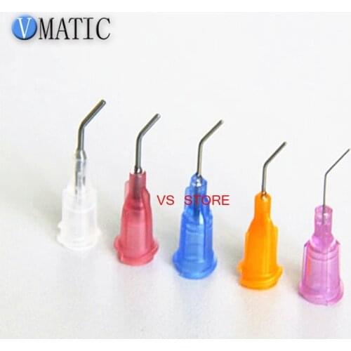 Free Shipping 0.5'' 500Pcs Pre-Bent Dispenser Flow Tips 45 Degree Bent Stainless Steel Liquid Dispensing Needles 1/2 Inch