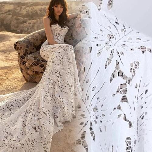 1 Yard 120 CM off white High End Guipure Lace Fabric Wedding Bridal dress DIY sewing material fabric French Lace fabric