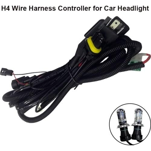 2019 12V 35W 55W HID Bi xenon H4 Wire Harness Controller for Car Headlight Retrofit connect hid bixenon projector lens Car Auto