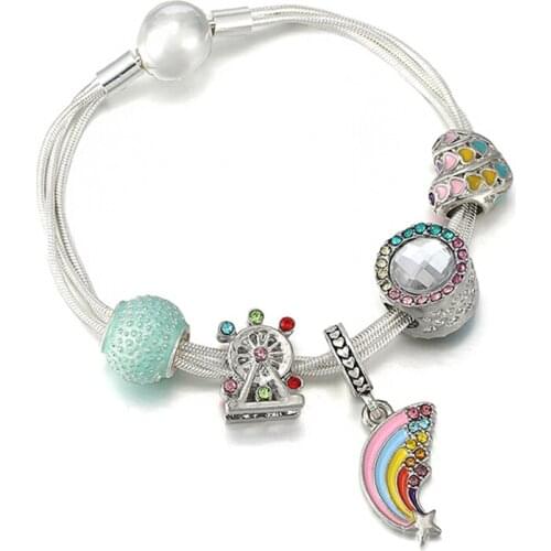 2021 New Arrival Multi-layer Charm Bracelet With Rainbow Beads & Pendants For Women DIY Brand Romantic Summer Style Jewelry Gift