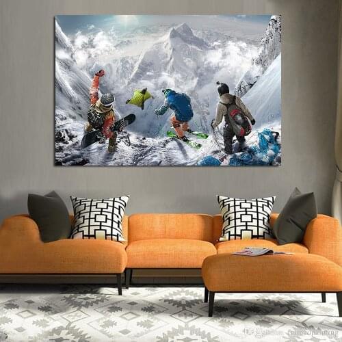 5D Diamond Painting Skiing Sport Posters Snowboarding Snow Mountain Wingsuit Flying Wall Pictures for Living Room Cuadros