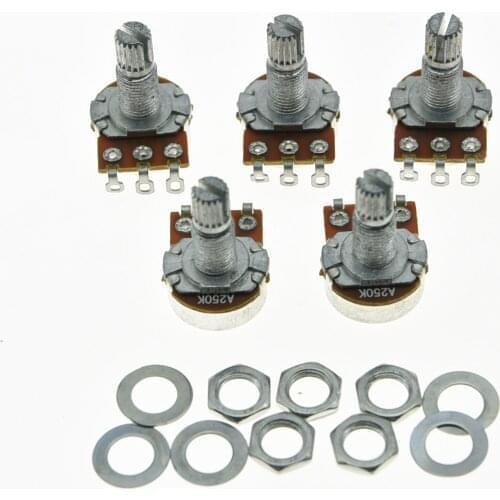 5x A250K Audio Electric Guitar Mini Pots Long Split Shaft 250K Potentiometers