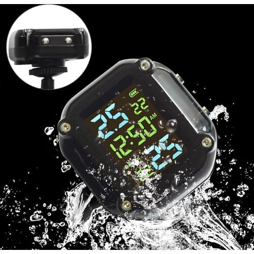 Wireless Motorcycle TPMS+2 External Sensors LCD Display Tire Pressure Sensors Temperature Alarm Tire Pressure Monitoring System