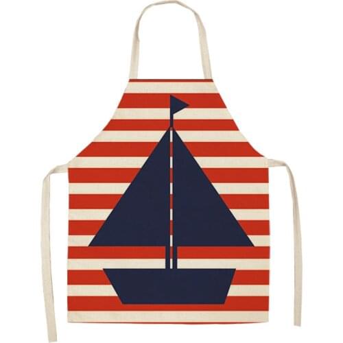 Marine Anchor Nautical Ocean Pattern Kitchen Apron for Woman Cotton Linen Aprons Home Cooking Baking barber apron accessories