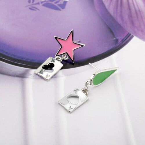 Cosplay Anime HUNTER x HUNTER Hisoka Teardrop Star Poker Metal Earrings Eardrop Dangler For Women Men Girls Fans Jewelry Gift