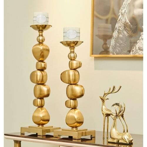 Luxtry Stacking Irregular Geometric Metal Blocks Ornament Candlestick Holder For Dining Table Wedding Christmas Home Decoration