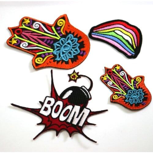 Fashion punk embroidery patches for clothing 3D embroidered DIY iron on patch appliques for hat bags jeans jackets
