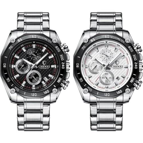 CHENXI Mens Watch Ultra-thin Dial Simple Waterproof Fashion Business Casual Steel Band Multi-function Quartz Watch WA237
