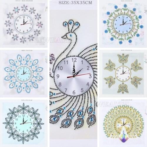 DIY Wall Clock Diamond Painting Full Special-shaped Drills Embroidery Wall Clock Embroidery flower butterfly Cross Stitch Watch