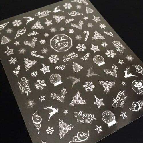 Newest CC-46 Christmas 3d nail art sticker nail decal stamping export japan designs rhinestones decorations