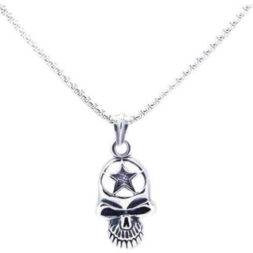 1pc Newest Cool Ghost Skull Pendant 316L Stainless Steel Jewelry Men Boys Five-pointed star Skull Pendant