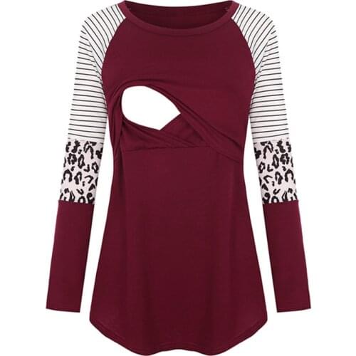 Casual Womens Pregnant Maternity Clothes Nursing Tops Breastfeeding T-Shirt Pregnancy Maternity Breastfeeding Striped