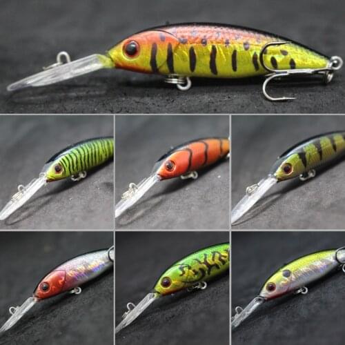 WLure 4g 7.6cm 2-3 Meter Diving Lightweight Deep Minnow Crankbait Slow Floating Bait for Carp Fishing Size 8 Hooks M514