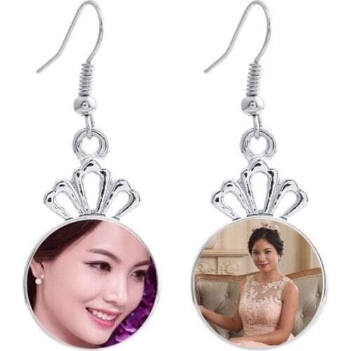 Blank dangle earrings for sublimation fashion drop earring for women thermal transfer printing crown jewelry customized gift