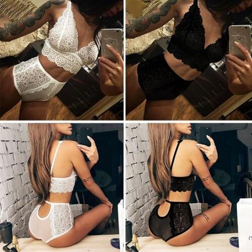 Sexy Bralette Transparent Hollow Out Underwear Set Women 2020 Fashion Lace Embroidery Bra Set Female Erotic Sexy Lingerie Sets
