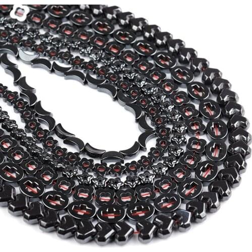 Peach Heart Plum Multi-style Black Gallstone Loose Beads for DIY Handmade Necklace Semi-finished Beads Hematite Beads