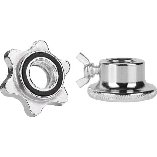Stainless Steel Hex Nuts, Anti- -Lock Collar Screw for Barbell Dumbell Weight Lifting 2.5cm (Silver)
