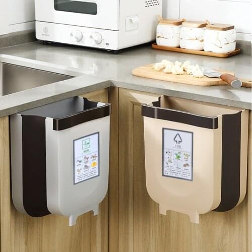 9L Folding Waste Bins Kitchen Garbage Bin Foldable Car Trash Can Wall Mounted Trashcan for Bathroom Toilet Waste Storage Bucket