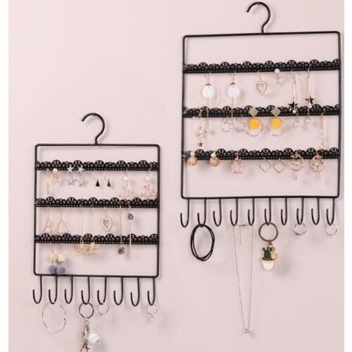 Display Stand Wall Mounted Jewelry Storage Wrought Iron Earring Hanging Holder for Dresser Organizer For Cosmetics Wholesale