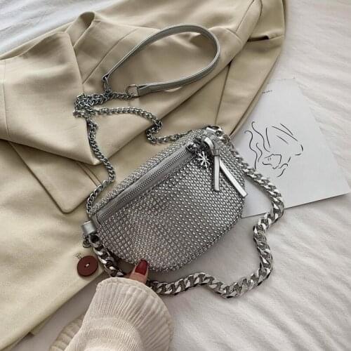 Diamond Crossbody Bags for Women Shoulder messenger Bag Ladies Hand bag small Lady Waist Pack chain Sling bag bolsas wallet