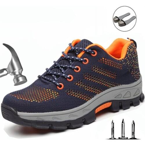 Anti-piercing Summer Flying Woven Labor Insurance Shoes Light Non-slip Breathable Mens Safety Shoes Wrk Fasohion Sports Shoes