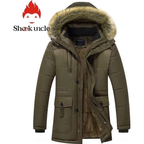 Warm Winter Parka Big fur collar hooded Casual Long Jacket Mens Windbreaker Warm Plus Velvet Thick Overcoat Daddy Coats #6780
