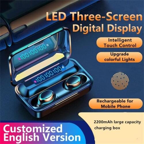 TWS Bluetooth 5.0 Earphones 2200mAh Charging Box Wireless Headphone 9D Stereo Sports Waterproof Earbuds Headsets With Microphone