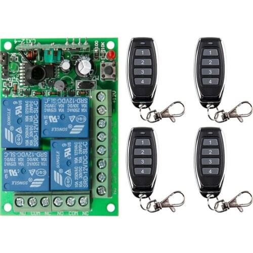 Smart Multiple DC 12V 24V 10A 315/433 MHz 4CH 4 CH Wireless Relay RF Remote Control Switch Receiver+1 2 3 4 Transmitter shutters