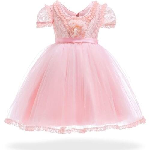 Gorgeous Girls Dresses Children Lace Sleeves Tulle Party Wedding Dress Formal Father Daughter Dance Dress Vestido