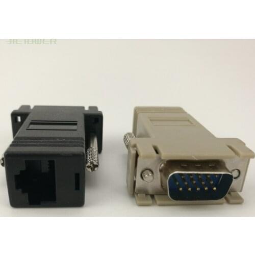 High Quality Network Cable Adapter VGA Extender Male To LAN CAT5 CAT5e CAT6 RJ45 Female 100pcs