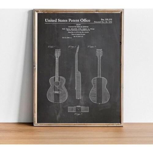 Guitar Patent Canvas Poster Art Prints Guitar Player Gift American Acoustic Guitar Blueprint Art Painting Buck Owens Music Decor