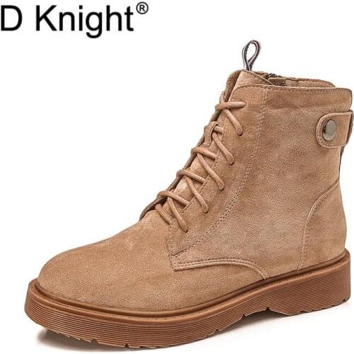 Hot Selling Womens Casual Lace Up Ankle Boots Vintage England Style Motorcycle Boots Big Size 34-43 Ladies Casual Winter Boots