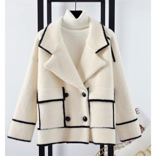 2021 Winter Warm Cardigan Jacket Women Thick Loose Outerwear All-Match Knitted Coat Double Breasted Harajuku Jacket Female